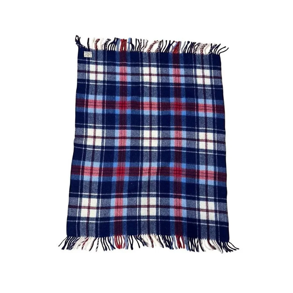 Vintage Carldyke Wool Tartan Fringe Blanket Plaid Scottish Cozy Cabin Rustic‎